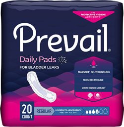 Prevail Bladder Control Pads-Moderate-Regular Length-180/case