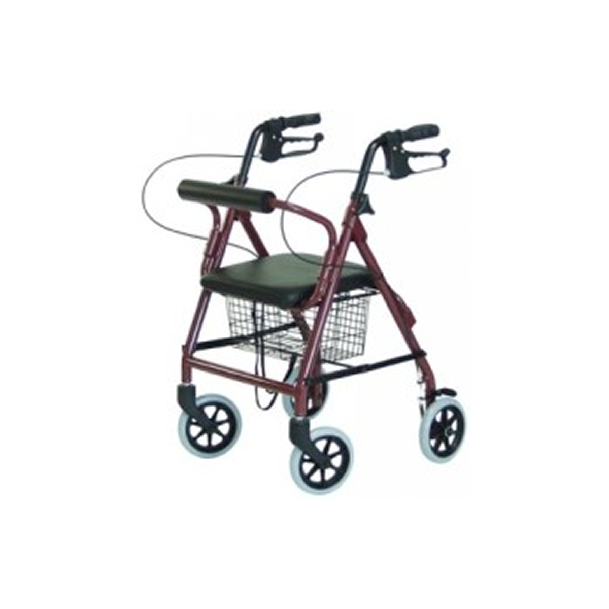 Walk About Junior/Short Rollator with Seat and Basket-RED - Image 1