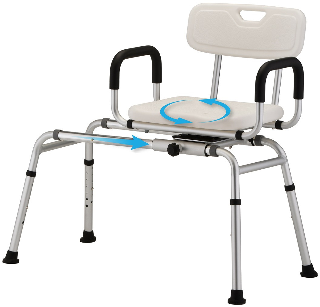Swivel Sliding Transfer Bench with Back - Image 1