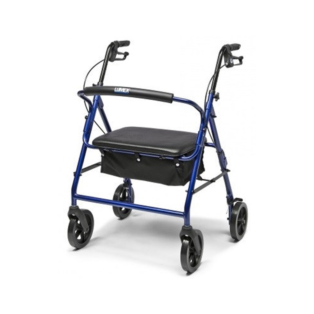 Bariatric Walk About Rollator with Seat and Basket-BLUE